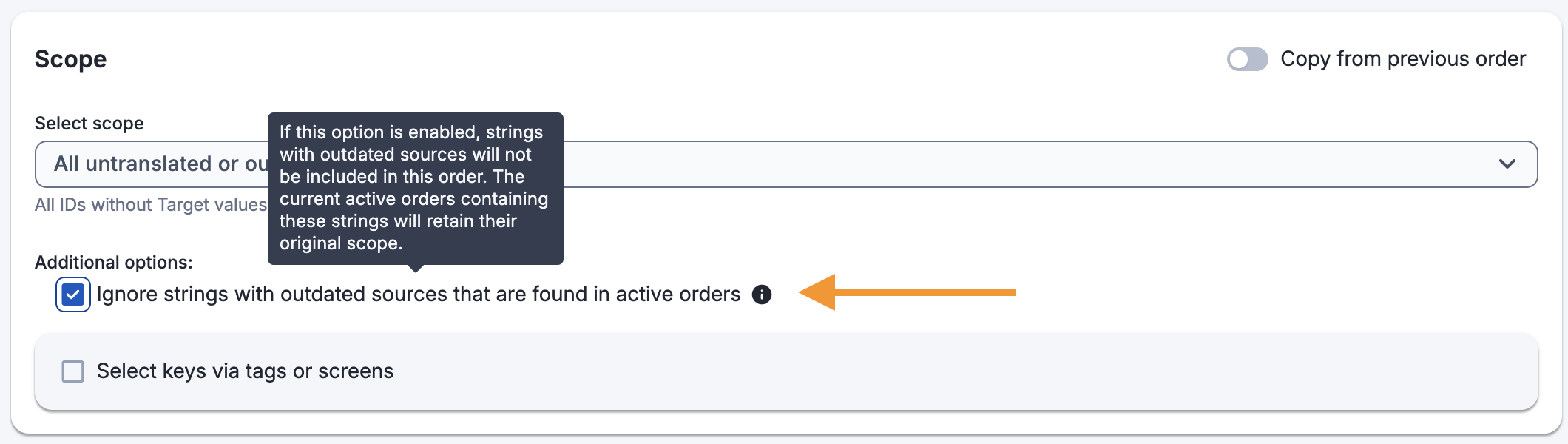 Ignore active order outdated sources