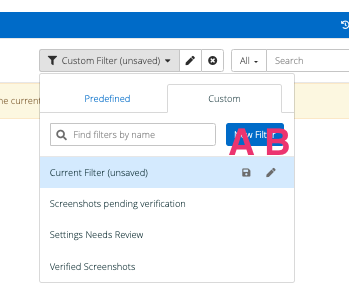 Save and edit custom filters